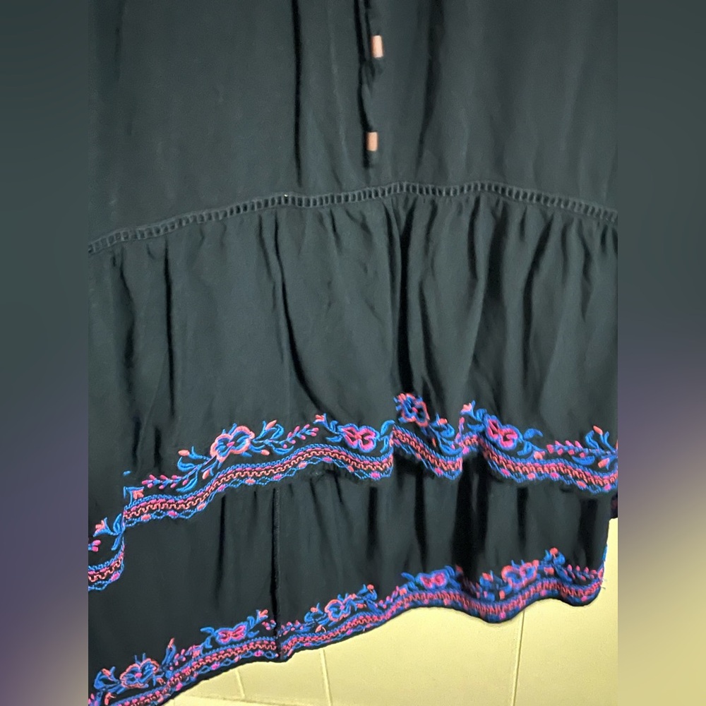 Time and Tru Longline Embroidered Black Skirt Boho Cottagecore XXL(20) Flaws - Picture 6 of 10